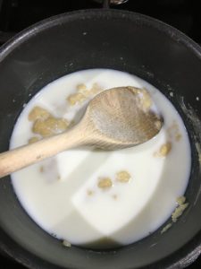 Milk added to the roux base
