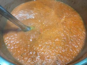 Buzymum - Using a hand-blender to whizz the tomato soup