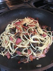 Buzymum - Bacon could be added to the mushroom and thyme tagliatelle too!